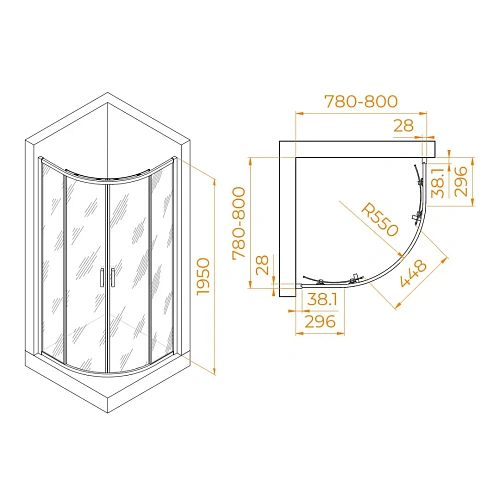 Душевой уголок RGW PA-52 800x800 мм 03085288-11 хром Easy Clean Душевой уголок RGW PA-52 800x800 мм 03085288-11 хром Easy Clean