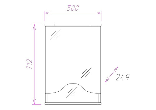 Зеркальный шкаф Onika ЛИДИЯ 50.01 правый 205004 Зеркальный шкаф Onika ЛИДИЯ 50.01 правый 205004