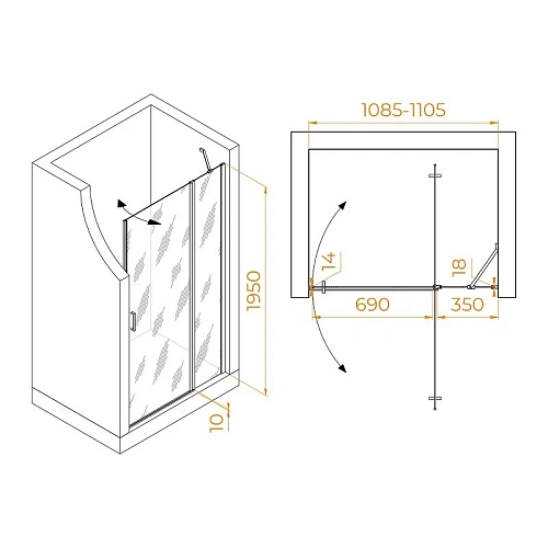 Душевая дверь RGW Leipzig LE-004 1100 мм Easy Clean хром 351200411-21 Душевая дверь RGW Leipzig LE-004 1100 мм Easy Clean хром 351200411-21