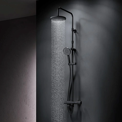 Душевая система AM.PM X-Joy F0785A522 с термостатом, верхний душ 220мм, черный Душевая система AM.PM X-Joy F0785A522 с термостатом, верхний душ 220мм, черный