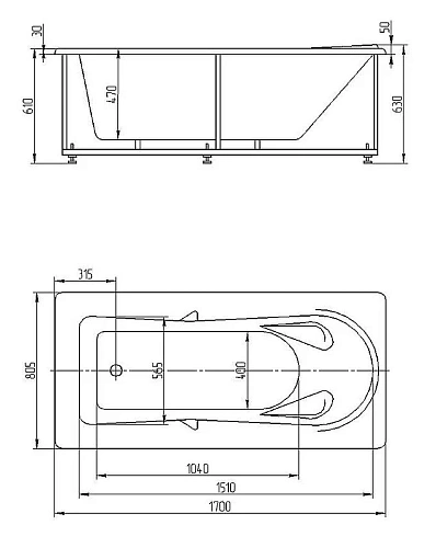 Акриловая ванна Aquatek Леда пустая с фронтальныйм экраном слив слева LED170-0000034 Акриловая ванна Aquatek Леда пустая с фронтальныйм экраном слив слева LED170-0000034
