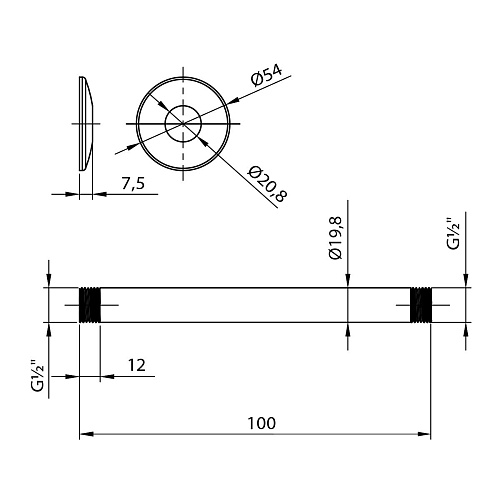 Кронштейн верхнего душа Lemark LM8000C хром Кронштейн верхнего душа Lemark LM8000C хром
