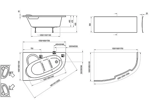 Экран для ванны фронтальный Ravak Asymmetric L 170 + крепеж CZ48100000 Экран для ванны фронтальный Ravak Asymmetric L 170 + крепеж CZ48100000