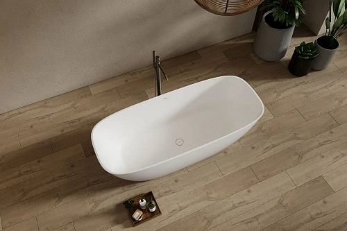 Ванна отдельностоящая ABBER AS9632 165x70,5 универсальная, белая матовая, искусственный камень Ванна отдельностоящая ABBER AS9632 165x70,5 универсальная, белая матовая, искусственный камень