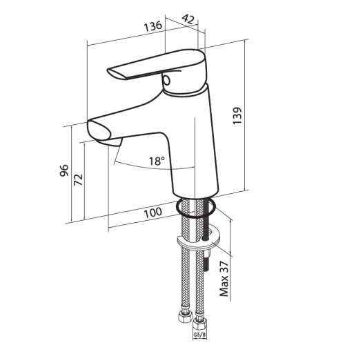 Смеситель для раковины Damixa Origin Balance 790210000 Смеситель для раковины Damixa Origin Balance 790210000