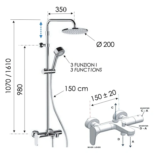 Душевая система Remer Class Line L34AMD20 Душевая система Remer Class Line L34AMD20