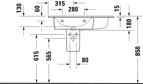 Раковина Duravit ME by Starck 2345830000 Раковина Duravit ME by Starck 2345830000
