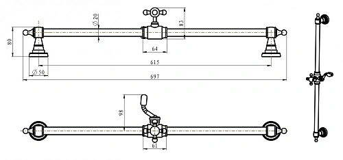 Душевая штанга Boheme Medici латунь 416 Душевая штанга Boheme Medici латунь 416