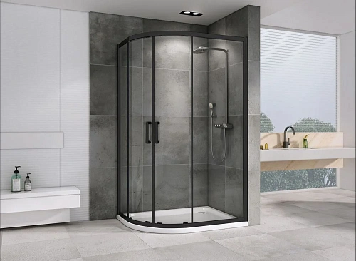 Душевой уголок ABBER Schwarzer Diamant AG01190B 100x90 см универсальный, профиль черный, стекло прозрачное Душевой уголок ABBER Schwarzer Diamant AG01190B 100x90 см универсальный, профиль черный, стекло прозрачное