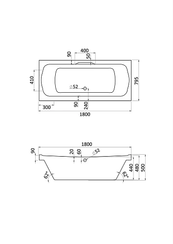 Акриловая ванна Santek Корсика 180х80 белая 1.WH11.1.981 Акриловая ванна Santek Корсика 180х80 белая 1.WH11.1.981