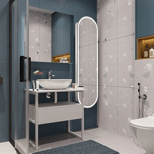 Комплект мебели DIWO Элиста 80 столешница белый мрамор, раковина Moduo 55 Leaf 567797 Комплект мебели DIWO Элиста 80 столешница белый мрамор, раковина Moduo 55 Leaf 567797