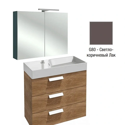 Комплект мебели 80 см Jacob Delafon Rythmik , светло-коричневый лак, 3 выдвижных ящика, с подстветко EB796RU-G80+EXO112-Z-00+EB1309-G80 Комплект мебели 80 см Jacob Delafon Rythmik , светло-коричневый лак, 3 выдвижных ящика, с подстветко EB796RU-G80+EXO112-Z-00+EB1309-G80