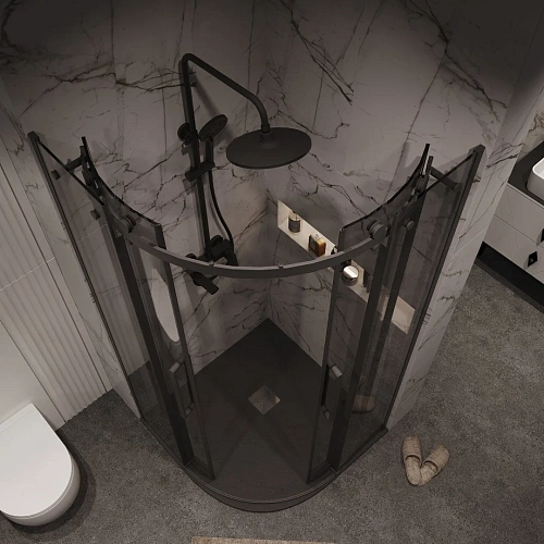 Душевой уголок GROSSMAN Classic 301.K33.04.9090.21.10 (90x90x195) полукруг,раздвижн,черн.матов,стекло тониров Душевой уголок GROSSMAN Classic 301.K33.04.9090.21.10 (90x90x195) полукруг,раздвижн,черн.матов,стекло тониров