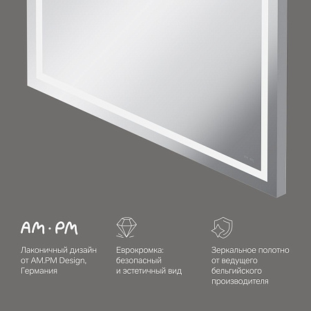 Зеркало AM.PM Gem M91AMOX0803WG с LED-подсветкой, часами 80 см Зеркало AM.PM Gem M91AMOX0803WG с LED-подсветкой, часами 80 см
