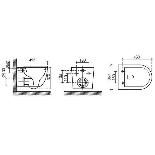 Унитаз подвесной Ceramica Nova UP CN4007MB черный матовый Унитаз подвесной Ceramica Nova UP CN4007MB черный матовый
