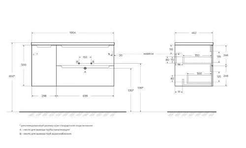 Тумба под раковину BelBagno ETNA-1000-2C-1A-SO-BL-R подвесная 1004x462 Bianco Lucido Тумба под раковину BelBagno ETNA-1000-2C-1A-SO-BL-R подвесная 1004x462 Bianco Lucido
