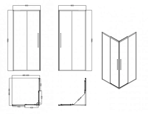 Душевой уголок Esbano ESS-90KV-C (ESOGS90KVC) 90х90 х195 прозрачное стекло, профиль хром Душевой уголок Esbano ESS-90KV-C (ESOGS90KVC) 90х90 х195 прозрачное стекло, профиль хром