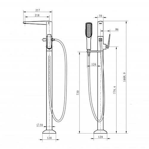 Смеситель для ванны Boheme VENTURO хром 379 напольный Смеситель для ванны Boheme VENTURO хром 379 напольный