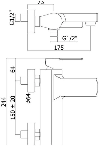 Смеситель для ванны Paffoni Tango TA022CR Смеситель для ванны Paffoni Tango TA022CR