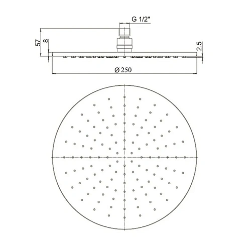 Верхний душ Paini 50YO759TT25 круглый, латунь, 25 см, черный Верхний душ Paini 50YO759TT25 круглый, латунь, 25 см, черный