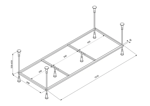 Каркас для ванны Veedi 160х70 138000160 в комплекте с крепежами Каркас для ванны Veedi 160х70 138000160 в комплекте с крепежами