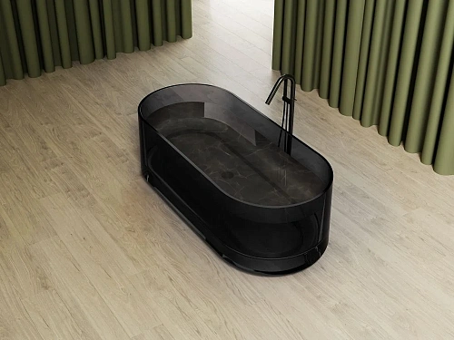 Ванна отдельностоящая ABBER AT9708Onyx 170x75 универсальная, черная полиэфирная смола Ванна отдельностоящая ABBER AT9708Onyx 170x75 универсальная, черная полиэфирная смола