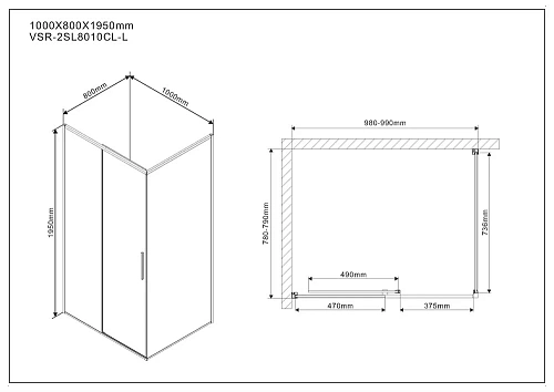 Душевой уголок Vincea Slim VSR-2SL8010CL-L, 1000x800, хром, стекло прозрачное, левый Душевой уголок Vincea Slim VSR-2SL8010CL-L, 1000x800, хром, стекло прозрачное, левый