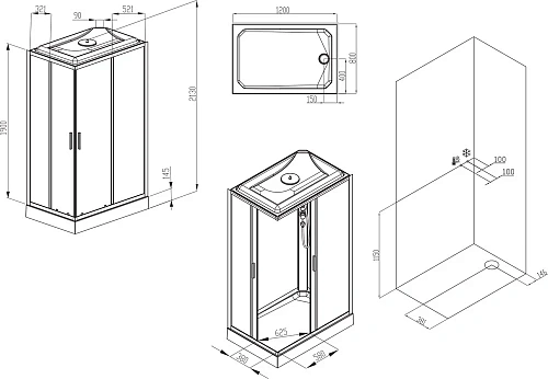 Душевая кабина STWORKI Эстерсунд by Damixa Эстерсунд HWEC-404-12080BT 120x80 564387 Душевая кабина STWORKI Эстерсунд by Damixa Эстерсунд HWEC-404-12080BT 120x80 564387