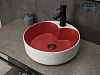 Картинка анонса товара «раковина gid n9013ls 52237 накладная красная матовая / белый графит 40x40x13»