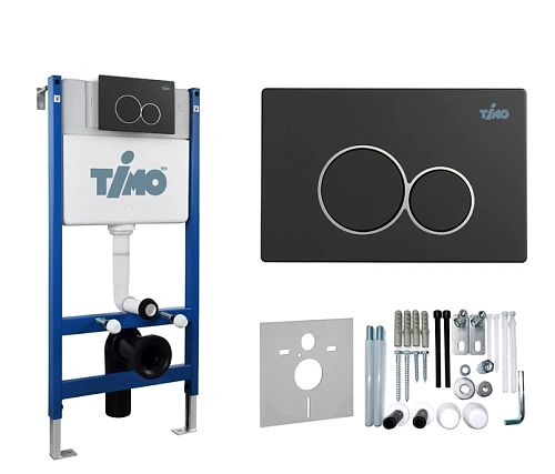Комплект унитаза Timo INARI TWC-01+FP-001MB+TK-503MB черный с инсталляцией, клавишей смыва KULO черная матовая с шумоизоляцией и креплениями Комплект унитаза Timo INARI TWC-01+FP-001MB+TK-503MB черный с инсталляцией, клавишей смыва KULO черная матовая с шумоизоляцией и креплениями