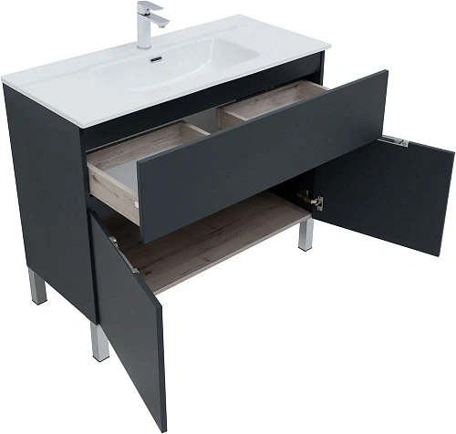 Комплект мебели Aquanet Алвита New 100 1 ящик, 2 дверцы, антрацит 00273988 Комплект мебели Aquanet Алвита New 100 1 ящик, 2 дверцы, антрацит 00273988