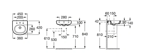 Раковина Roca Meridian 45x42 327245000 Раковина Roca Meridian 45x42 327245000