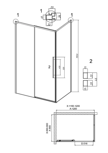 Душевой уголок GROSSMAN Galaxy 100.K33.01.120.10.02-200.K33.01.90.10.02 (120х90х195) раздвижная(левая),хром,стекло шиншилла Душевой уголок GROSSMAN Galaxy 100.K33.01.120.10.02-200.K33.01.90.10.02 (120х90х195) раздвижная(левая),хром,стекло шиншилла