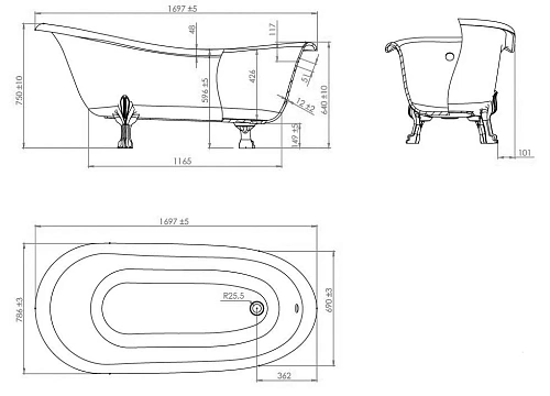 Ванна из искусственного камня Astra-Form Роксбург ножки золото 1010032 Ванна из искусственного камня Astra-Form Роксбург ножки золото 1010032