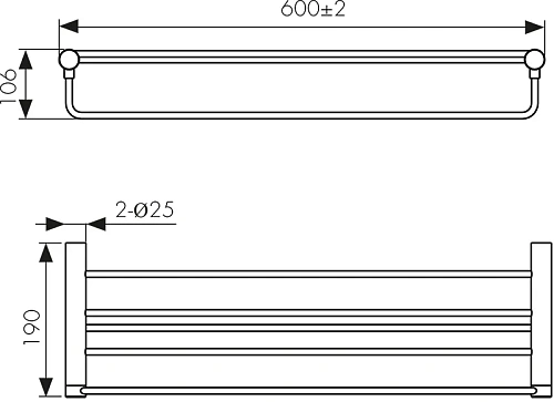 Полотенцедержатель Kaiser Vita 600х190х106 мм черный матовый KH-3299 Полотенцедержатель Kaiser Vita 600х190х106 мм черный матовый KH-3299