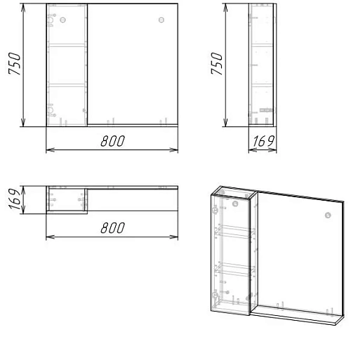 Зеркальный шкаф GROSSMAN АЛЬБА-80 см Лев. веллингтон/бриз 80x75 208005 Зеркальный шкаф GROSSMAN АЛЬБА-80 см Лев. веллингтон/бриз 80x75 208005