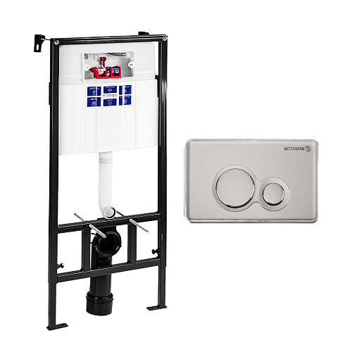 Инсталляция для унитаза BETTOSERB SAVA FIX SLIM SET40006465 с клавишей смыва DUO хром/хром матовый Инсталляция для унитаза BETTOSERB SAVA FIX SLIM SET40006465 с клавишей смыва DUO хром/хром матовый