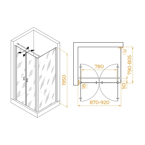 Душевой уголок RGW PA-144 (PA-104+Z-050-2+O-104) 900x800 мм 060814498-011 хром Easy Clean Душевой уголок RGW PA-144 (PA-104+Z-050-2+O-104) 900x800 мм 060814498-011 хром Easy Clean