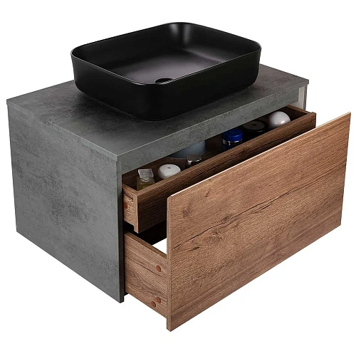 Тумба под раковину Vincea Mesa 800 подвесная, 1 выкатной/1 скрытый ящик soft close, T.Oak + Beton VMC-2MS800TB Тумба под раковину Vincea Mesa 800 подвесная, 1 выкатной/1 скрытый ящик soft close, T.Oak + Beton VMC-2MS800TB