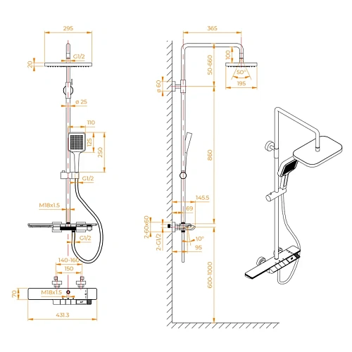 Душевая система RGW Shower Panels SP-34 хром Душевая система RGW Shower Panels SP-34 хром