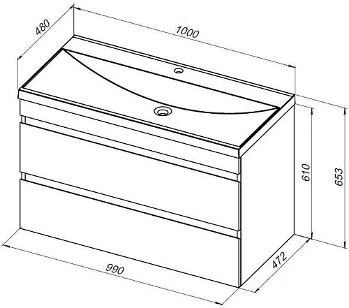 Тумба под раковину Aquanet Нота New 100 дуб холден 00334206 подвесная Тумба под раковину Aquanet Нота New 100 дуб холден 00334206 подвесная