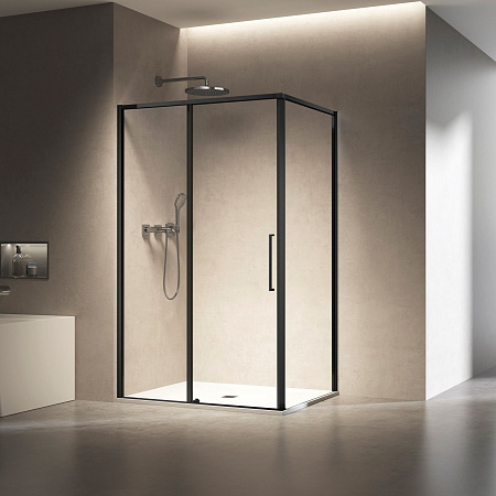 Душевой уголок Vincea Slim 8mm VSR-6SL8014CLB, 1400x800, черный, стекло прозрачное