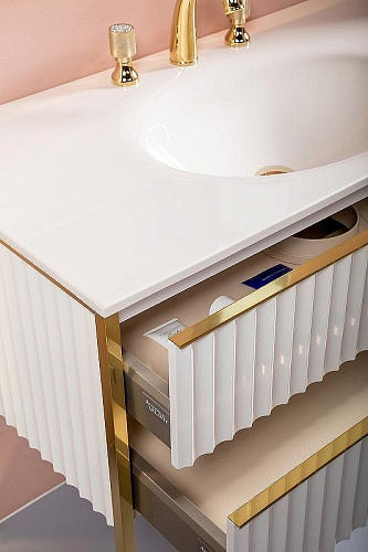 Тумба под раковину Armadi Art Monaco 100см белая глянец + золото под раковину 866-100-WG Тумба под раковину Armadi Art Monaco 100см белая глянец + золото под раковину 866-100-WG