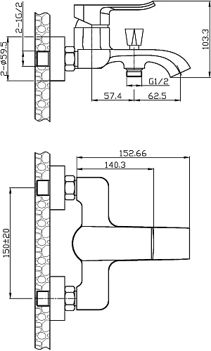 Смеситель для ванны STWORKI Бурос BU-02cr 550529 Смеситель для ванны STWORKI Бурос BU-02cr 550529