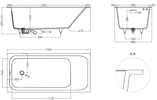 Ванна из искусственного камня Salini ORLANDA KIT 170х80 102116M S-Sense Ванна из искусственного камня Salini ORLANDA KIT 170х80 102116M S-Sense