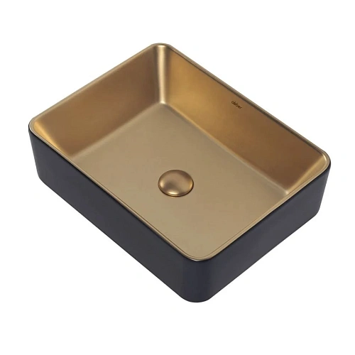 Раковина ABBER Rechteck AC2212BG накладная, матовое золото с черным Раковина ABBER Rechteck AC2212BG накладная, матовое золото с черным