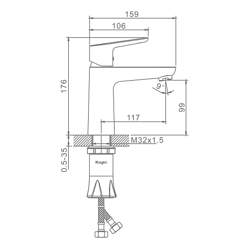 Смеситель для раковины Raglo R31.10.06, черный Смеситель для раковины Raglo R31.10.06, черный