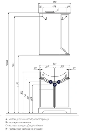 Зеркальный шкаф Aquaton Элен 65 белый 1A219002EN010 Зеркальный шкаф Aquaton Элен 65 белый 1A219002EN010