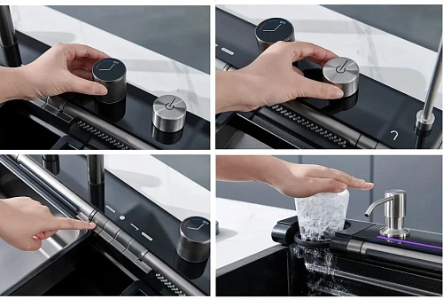 Кухонная мойка Ceruttispa GLORIA Pro CT10578 nano black серая из нержавеющей стали 750х460х230 Кухонная мойка Ceruttispa GLORIA Pro CT10578 nano black серая из нержавеющей стали 750х460х230