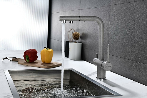 Смеситель для кухни Paulmark SERPENTINE серый Se213222-GR Смеситель для кухни Paulmark SERPENTINE серый Se213222-GR